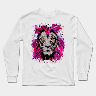 Pink Lion Head - Lion Face Long Sleeve T-Shirt